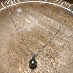 Freshwater Dark Pearl Pendant Sterling Silver Necklace